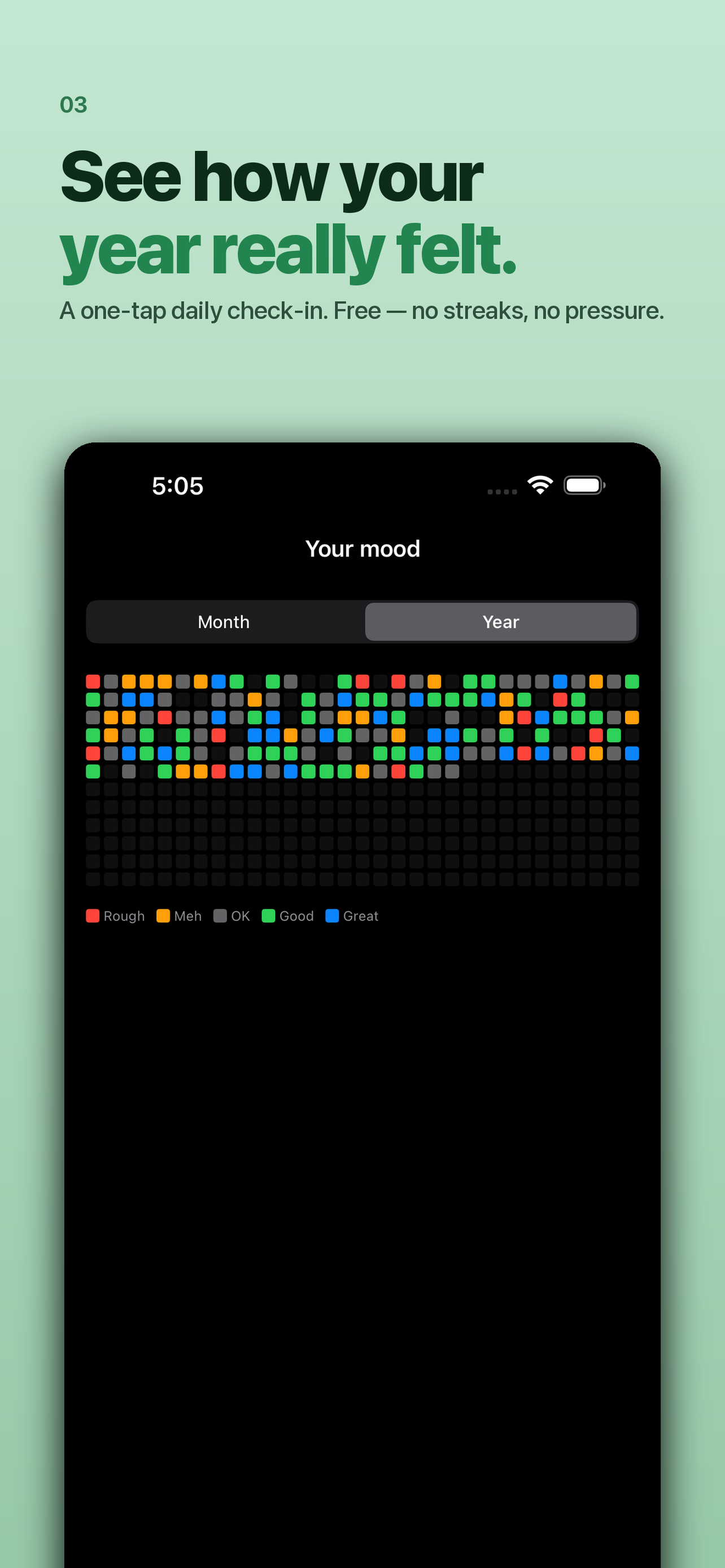 Tiny Wins mood screen shown in full
