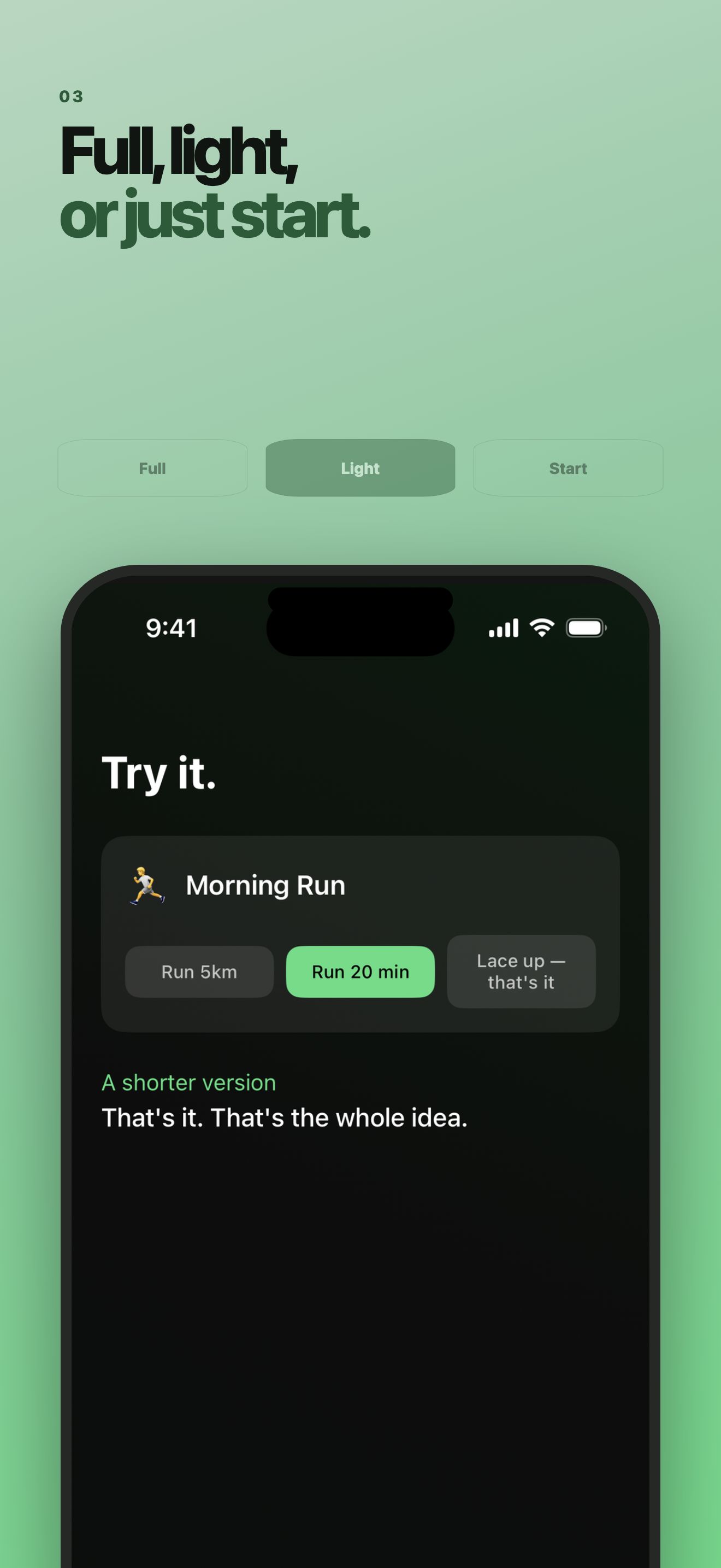 Tiny Wins app screenshot showing flexible ways to show up