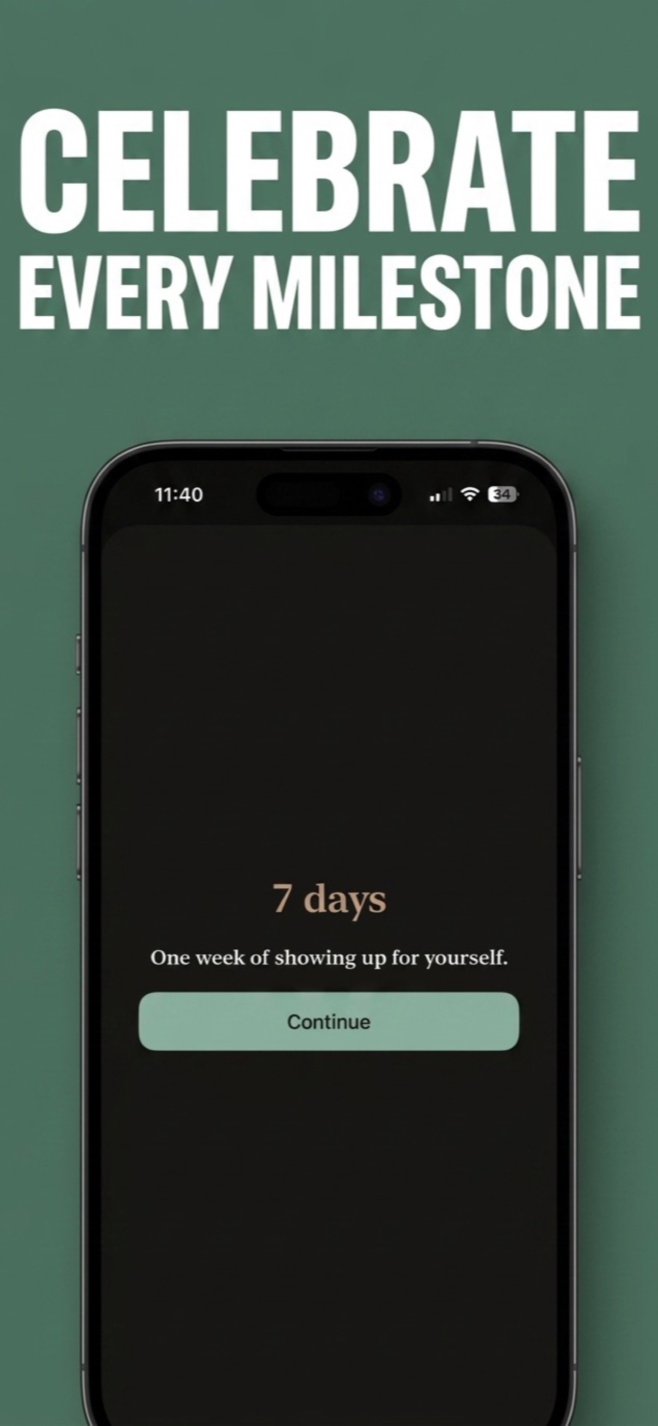 Cutback screenshot celebrating a seven day milestone