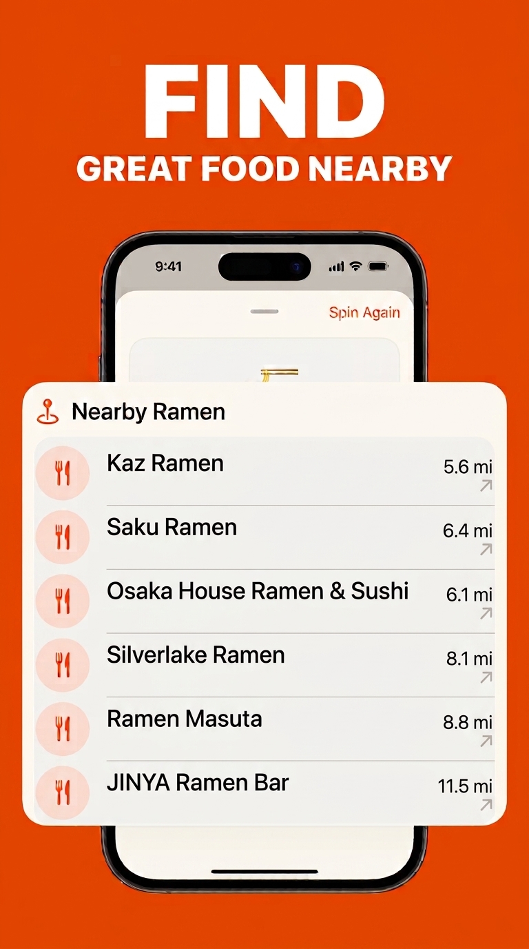 Picky Eater nearby food screen shown in full