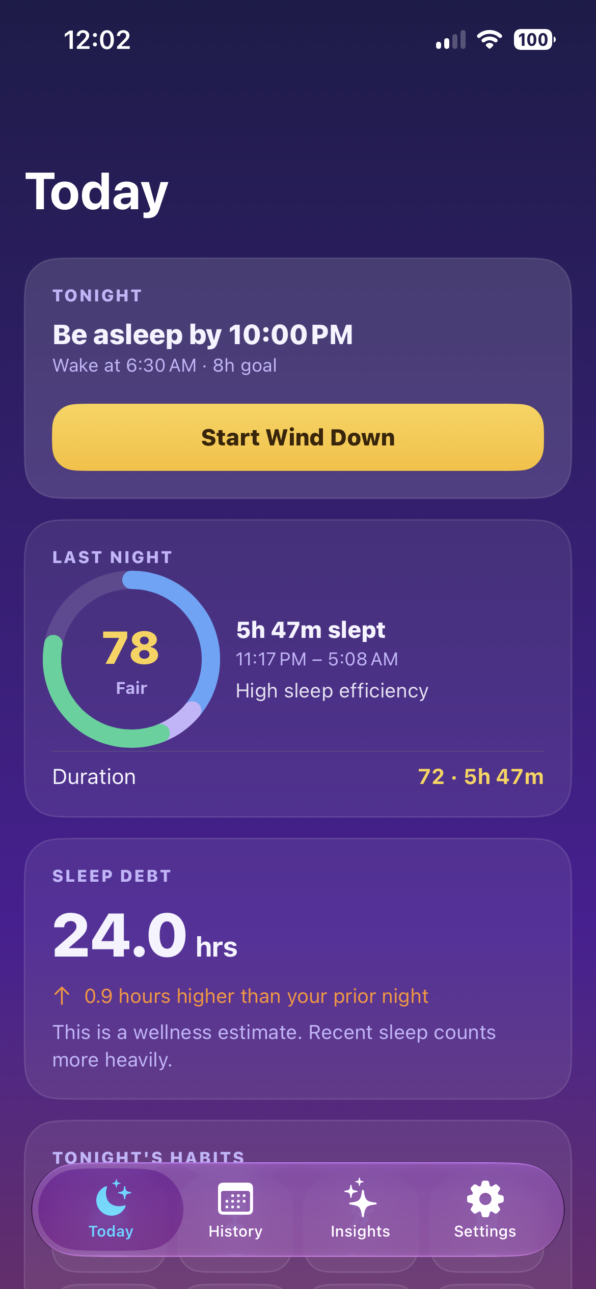 Moonrise Today screen shown in full