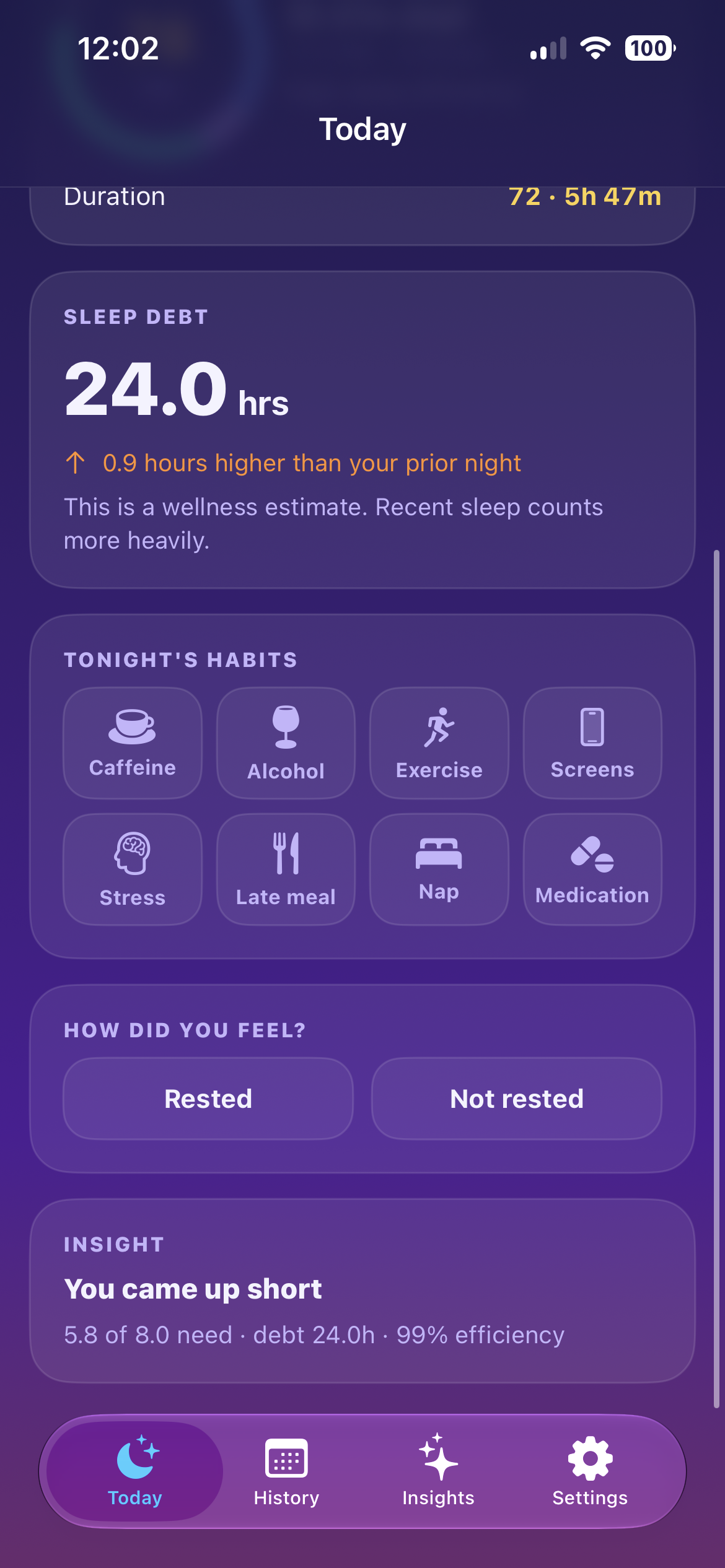 Moonrise sleep details screen shown in full