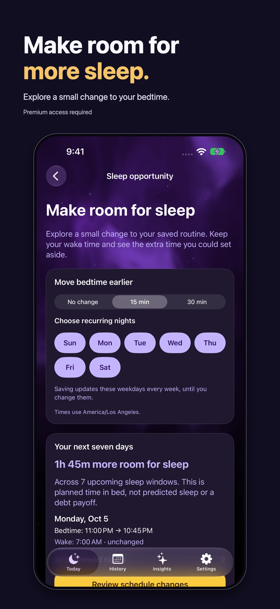 Make room for more sleep: preview an earlier bedtime while keeping your wake time