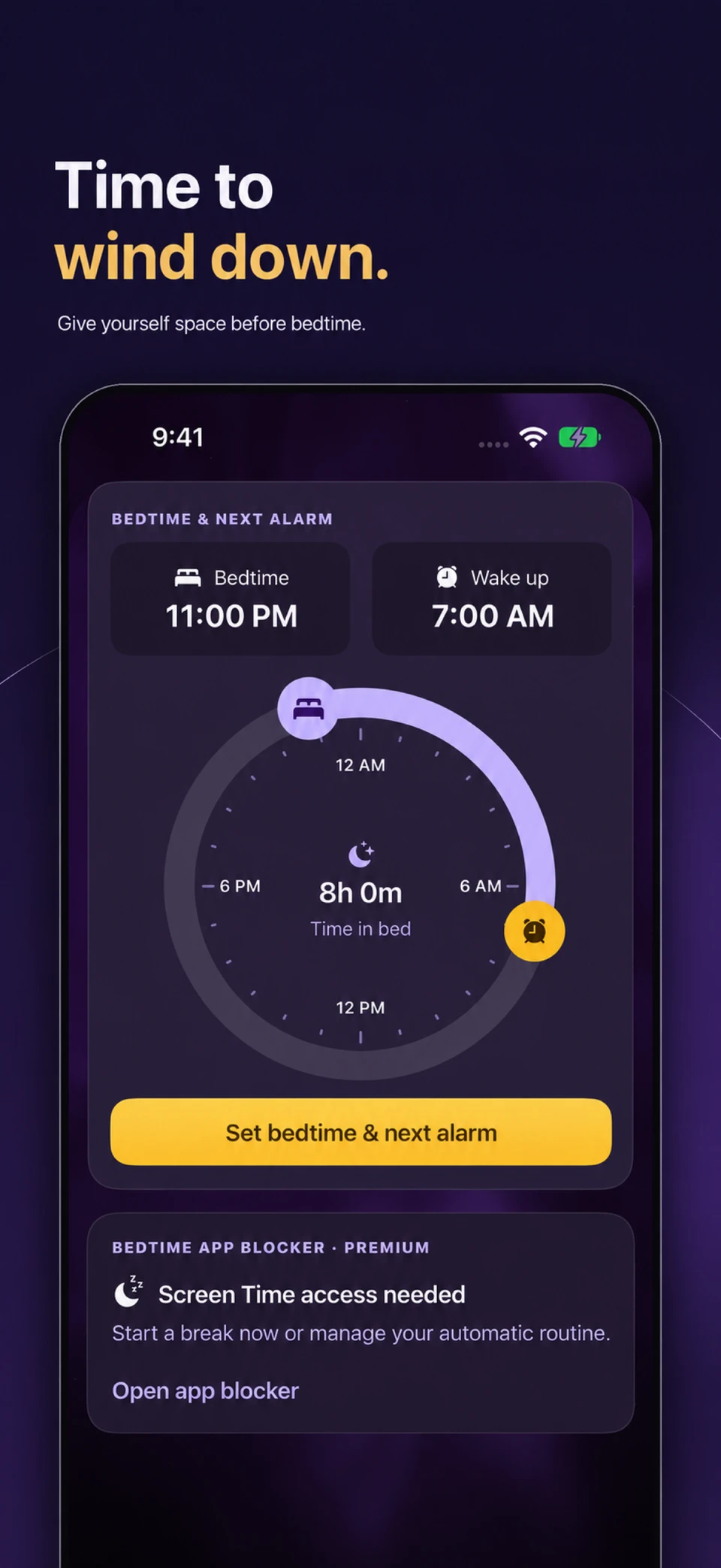 Time to wind down: bedtime routine and optional app blocking